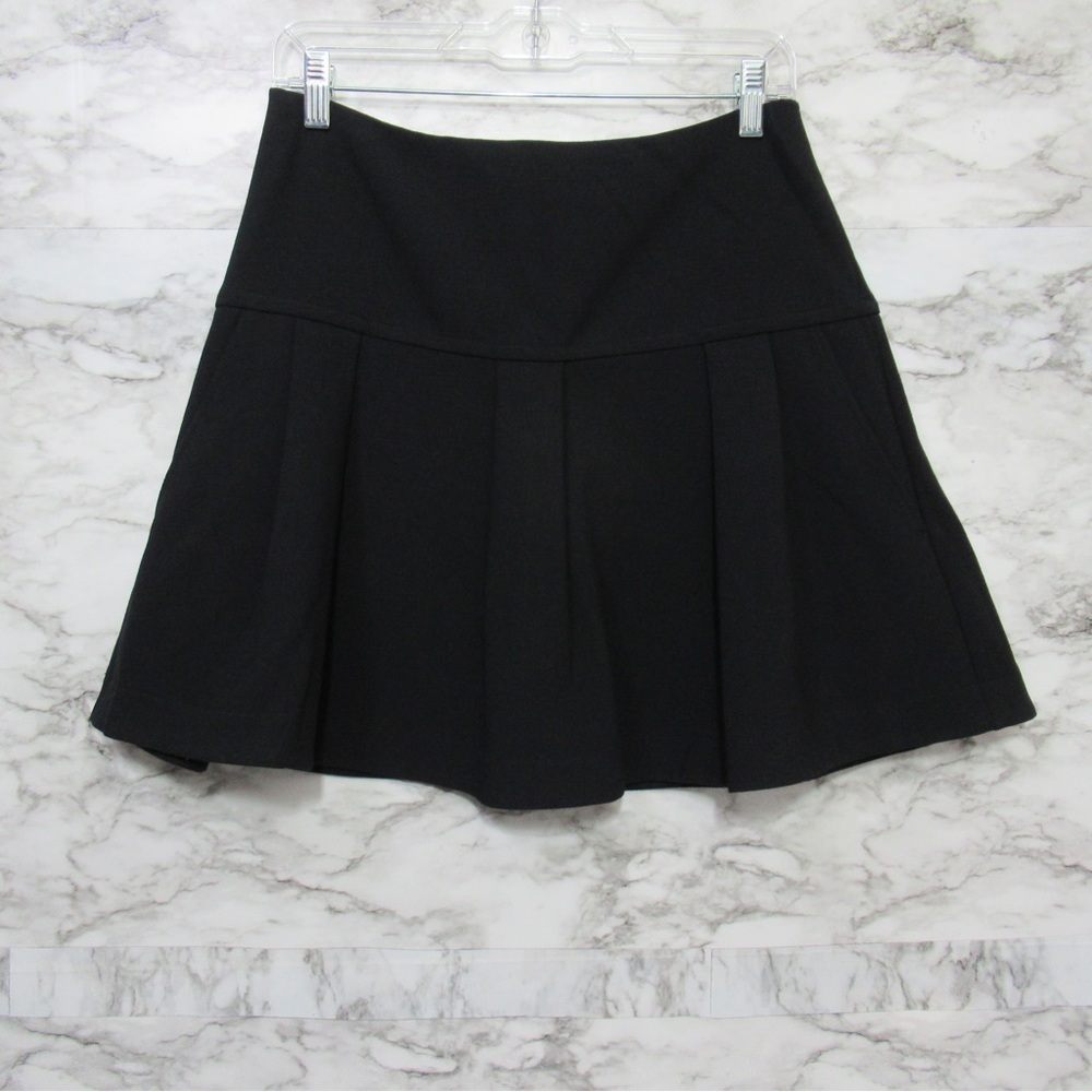 Anthropologie Leifsdottir Black Pleated Skater Skirt Size Medium